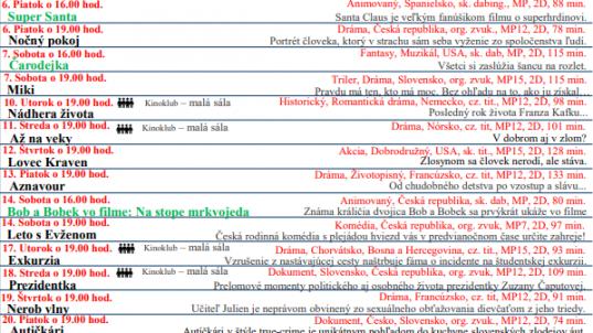 Program kino: DECEMBER 2024